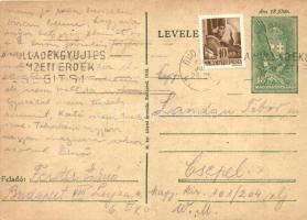 1944 Ferster Ernő levele Landau Tibor úr zsidó 101/204. KMSZ-nek (közérdekű munkaszolgálatos) a csepeli munkatáborba / WWII Letter for a Jewish labor serviceman to the labor camp of Csepel. Judaica + 18f Ga.