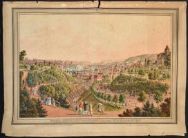 1830 Prága látképe. Rézmetszet, aquatinta. "Nord - Ansicht von Prag aus dem Volksgarten" a...