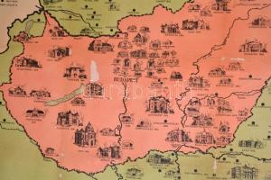 cca 1930 Mit vesztett a magyar színészet Trianon által?  Térkép a Színészegyesület kiadásban. 75x100...