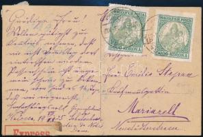 1925 Expressz képeslap 12.400K bérmentesítéssel Mariazellre / Express postcard with 12.400K franking to Mariazell