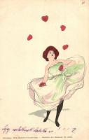 1899 Coeur Dame. Theo Stroefers Kunstverlag - Postkarte der Modernen Nr. 5533. Unsigned Raphael Kirchner art postcard (Rb)