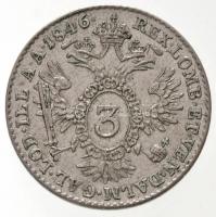 Ausztria 1846A 3kr Ag "I. Ferdinánd" (1,71g) T:1- / Austria 1846A 3 Kreuzer Ag "Ferdi...