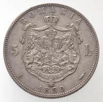 Románia 1880B 5L Ag "I. Károly" (24,9g) T:2 kis ph. / 
Romania 1880B 5 Lei Ag "Carol...