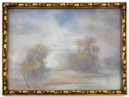 Jelzés nélkül: Tájkép, pasztell, papír, üvegezett fa keretben, 20x27 cm