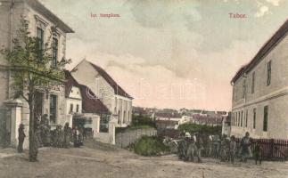 1921 Rohonc, Rechnitz, Rohunac; Tabor (horvát városrész), Izraelita templom, utcakép Weisz Lipót üzletével. Stern J. fényképész / Tabor (Croatian district), synagogue, street view with shop / Tabor (Kroatisches Viertel) Synagoge (EK)