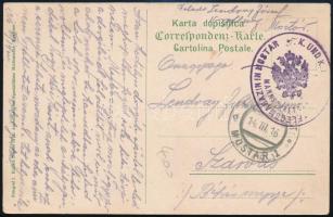 1916 Tábori posta képeslap / Field postcard "K. UND K. ... PFLEGSMAGAZIN IN MOSTAR"