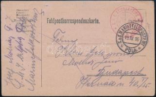 1916 Tábori posta levelezőlap / Field postcard "K.U.K. KRIEGSMARINE S.M.S. ALPHA"