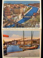 cca 1920 Fiume leporelló színes képekkel, kiadói papír tokban