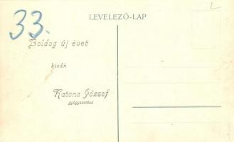 Kecskemét, Katona József gyógyszerész gyógyszertára. Újévi üdvözlet a hátoldalon / pharmacy with New...