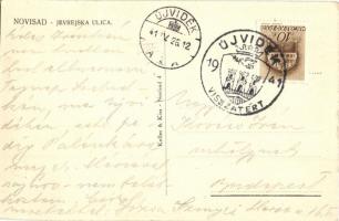 Újvidék, Novi Sad; Jevrejska ulica / Zsidó utca, üzletek héber feliratokkal, kerékpár. Keller & ...