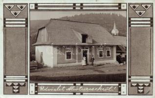 Alsóturcsek, Dolny Turcek, Unter-Turz (Turcsek); üzlet, kápolna a háttérben. Szecessziós fotó / shop, chapel in the background. Art Nouveau photo