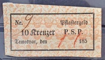 Erdély / Temesvár 1850-1860. Pflastergeld (Útadó) 10 krajcárról, P.S.P. T:II / Transsylvania / Timisoara 1850-1860. Pflastergeld (Pavement Tax) about 10 Kreuzer P.S.P. C:XF