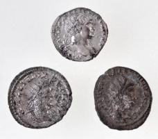Római Birodalom / Róma / Traianus 103-111. Denár Ag (3g) + Antiokheia / Gallienus 253-268. Antoninianus Ag (3,6g) + II. Valerianus 256-258. Antoninianus Ag (2,65g) T:2,2- / Roman Empire / Rome / Trajan 103-111. Denarius Ag IMP TRAIANO AVG GER DAC P M TR P / COS V P P SPQR OPTIMO PRINC (3g) + Antioch / Gallienus 253-268. Antoninianus Ag GALLIENVS PF AVG / VIRTVS AVGVSTI (3,6g) + Valerian II 256-258. Antoninianus Ag P LIC COR VALERIANVS CAES / VICTO-RIA P-ART (2,65g) C:XF,VF RIC II 142; V 672; 54.