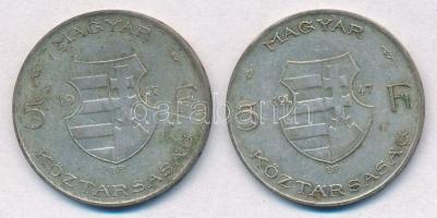 1947. 5Ft Ag "Kossuth" (2x) T:2- patina