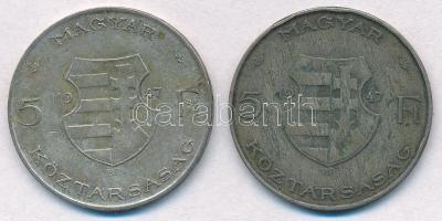 1947. 5Ft Ag "Kossuth" (2x) T:2- patina