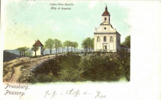 Pozsony, Pressburg, Bratislava; Tiefen-Weg-Kapelle. Heliocolorkarte von Ottmar Zieher / Mély út kápolna / street view, chapel (EK)