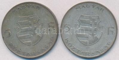 1947. 5Ft Ag "Kossuth" (2x) T:2-,3