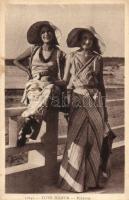 Cote dAzur / French Riviera, ladies in pyjamas on the beach
