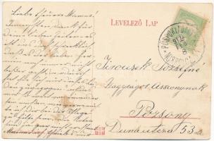 1912 Tokaj, látkép, híd, tutajok. Fränkel Dezső kiadása (fl)