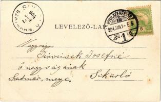 1904 Zalatna, Zlatna; Piac tér, árusok, templomok, üzlet. Nagy Árpád kiadása / market square, vendor...