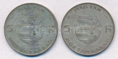 1947. 5Ft Ag "Kossuth" (2x) T:2-,3 patina