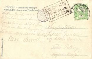 Pozsony, Pressburg, Bratislava; Vaskutacska vendéglő, étterem, fürdő, kert, pincérek. Kaufmann kiadá...