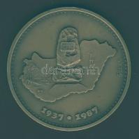 1987. "50 éves a magyar olajbányászat" nagyalakú Br emlékplakett szign.: Pataky B. T:1