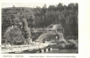 Pöstyén, Pistany, Piestany; Rádium hegy feljárat, híd / Grotte und Aufstieg auf den Radium-Berg / bridge, road to the hill (EK)