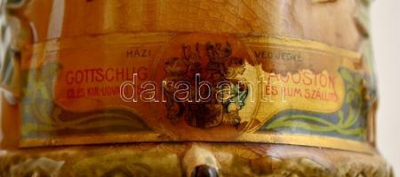 Gottschlig Ágoston cs. és kir tea és rum szállító forgalmazó szőlő mintás mázas kerámia likörős pala...