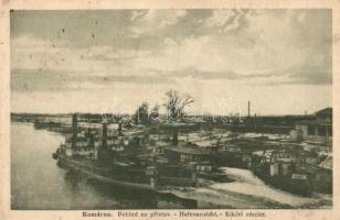 Komárom, Komárno; Kikötő, Dévény, Nyitra, Miava vontató gőzhajók / Pohled na prístav / Hafen / port with Devín, Nitra, Myjava tug steamships (EK)