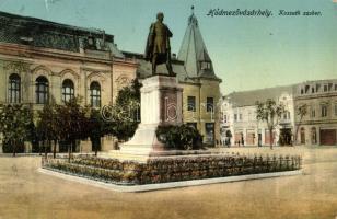 Hódmezővásárhely, Kossuth Lajos szobor, üzletek. Farkas András kiadása (EK)