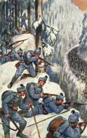 Öst.-ung. Kaiserjäger halten eine feindliche Abteilung auf / WWI Austro-Hungarian K.u.K. mountain troops, soldiers in the snow (EK)