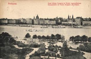 Budapest I. Látkép a Hungaria és a Bristol szállodával. Taussig 12. (kis szakadás / small tear)