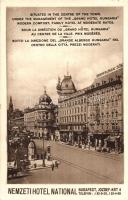 Budapest VIII. József körút, Hotel Nemzeti szálloda a Nemzeti színházzal szemben, Dreher sör, villamos (EK)