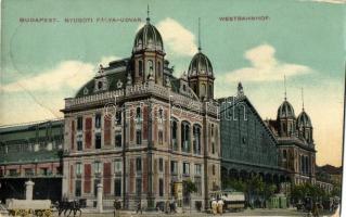 Budapest VI. Nyugati pályaudvar, villamos - 2 db régi városképes lap