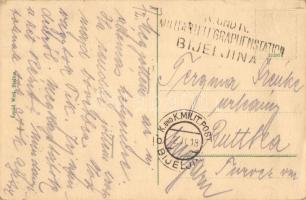 Bjelina, Bijeljina; Ferdinandstraße / street view, church +  K.u.K. Militartelegraphenstation Bijelj...