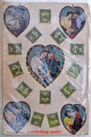 100 db vegyes régi üdvözlőlap albumban