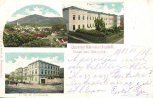 1901 Körmöcbánya, Kremnitz, Kremnica; Városi iskolák, M. kir. állami főreáltanoda. Paxner J. és Biron H. kiadása / schools (EK)