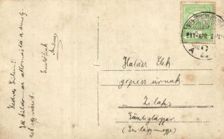 1911 Szered, Sered nad Váhom, Sereth; vasútállomás vasutasok (személyzet) csoportképével / Bahnhof /...