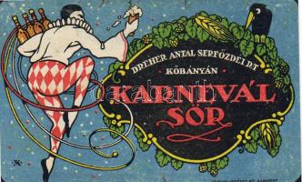 Dekoratív szines litho számolócédula kasírozva / Dekor. Zahlzettel, color Litho, auf Kartonage