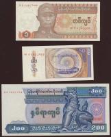 Mianmar 1990-1991. 1K, 50P, 200K T:I