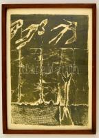 Nagy Zoltán (1916-1987): Jelek. Monotípia, papír, jelzett, üvegezett kertben, 26×19 cm