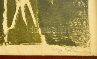 Nagy Zoltán (1916-1987): Jelek. Monotípia, papír, jelzett, üvegezett kertben, 26×19 cm