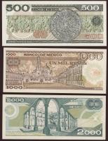 Mexikó 1984. 500P + 1985. 1000P + 1987. 2000P T:I