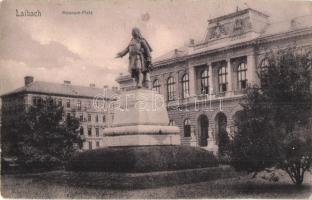 Ljubljana, Laibach; Museum Platz / Museum square, Valvasor statue (EK)