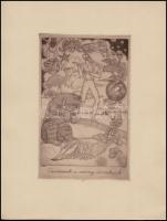 Gara Arnold (1882-1929): 2 db Puskin illusztráció ("És hősünk épen most jön", és "Csodásak a szörny álomképek.") Rézkarc, papír, jelzett, 19x12 cm