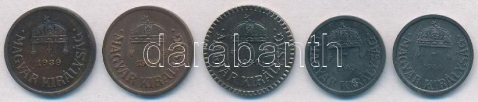 1939. 2f Br + 1940. 2f Br + 1940. 2f Fe recés perem + 1943. 2f Zn + 1944. 2f Zn T:1-