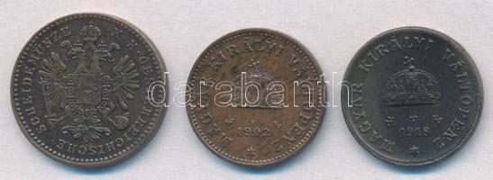 1860B 1kr Cu + 1902. 1f Cu + 1918. 2f Fe T:1-