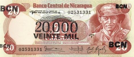 Nicaragua 1987. 20000C, 50000C, 100000C fny-sal régebbi bankjegyek T:I