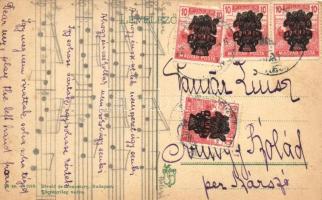 Balatonszemes-fürdő, part fürdőkabinokkal. Hátoldalon Balázs Árpád (1874-1941) zeneszerző, dalköltő ...